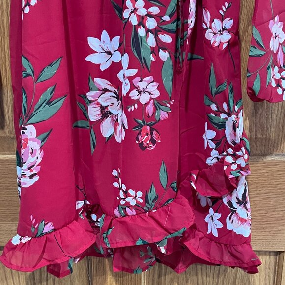 THE CHILDREN'S PLACE Girl's XXL 16 Long Sleeve Red Floral Tie Ruffle Dress NWT - Picture 7 of 7